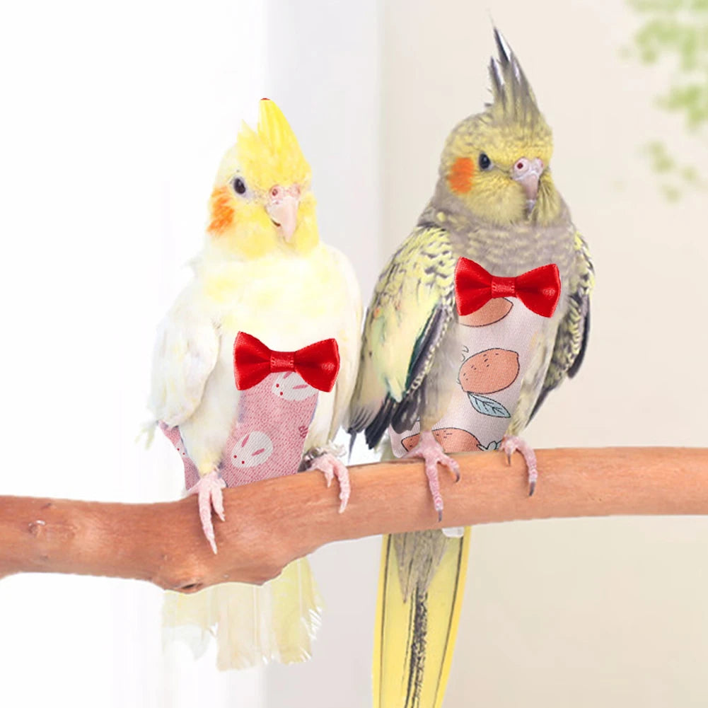 Pañal de loro con pajarita, traje de vuelo lavable, lindo, colorido, fruta Floral, palomas, pequeñas, medianas, grandes, mascotas, pájaros