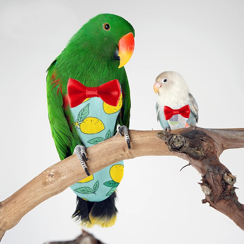 Pañal de loro con pajarita, traje de vuelo lavable, lindo, colorido, fruta Floral, palomas, pequeñas, medianas, grandes, mascotas, pájaros