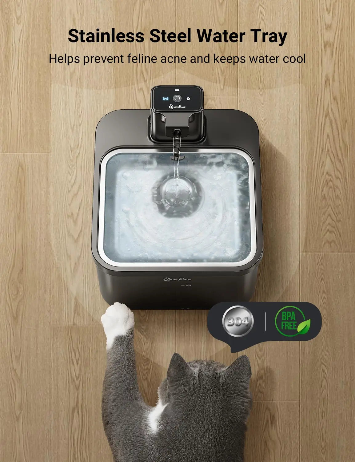 DownyPaws fuente de agua automática de acero inoxidable para gatos