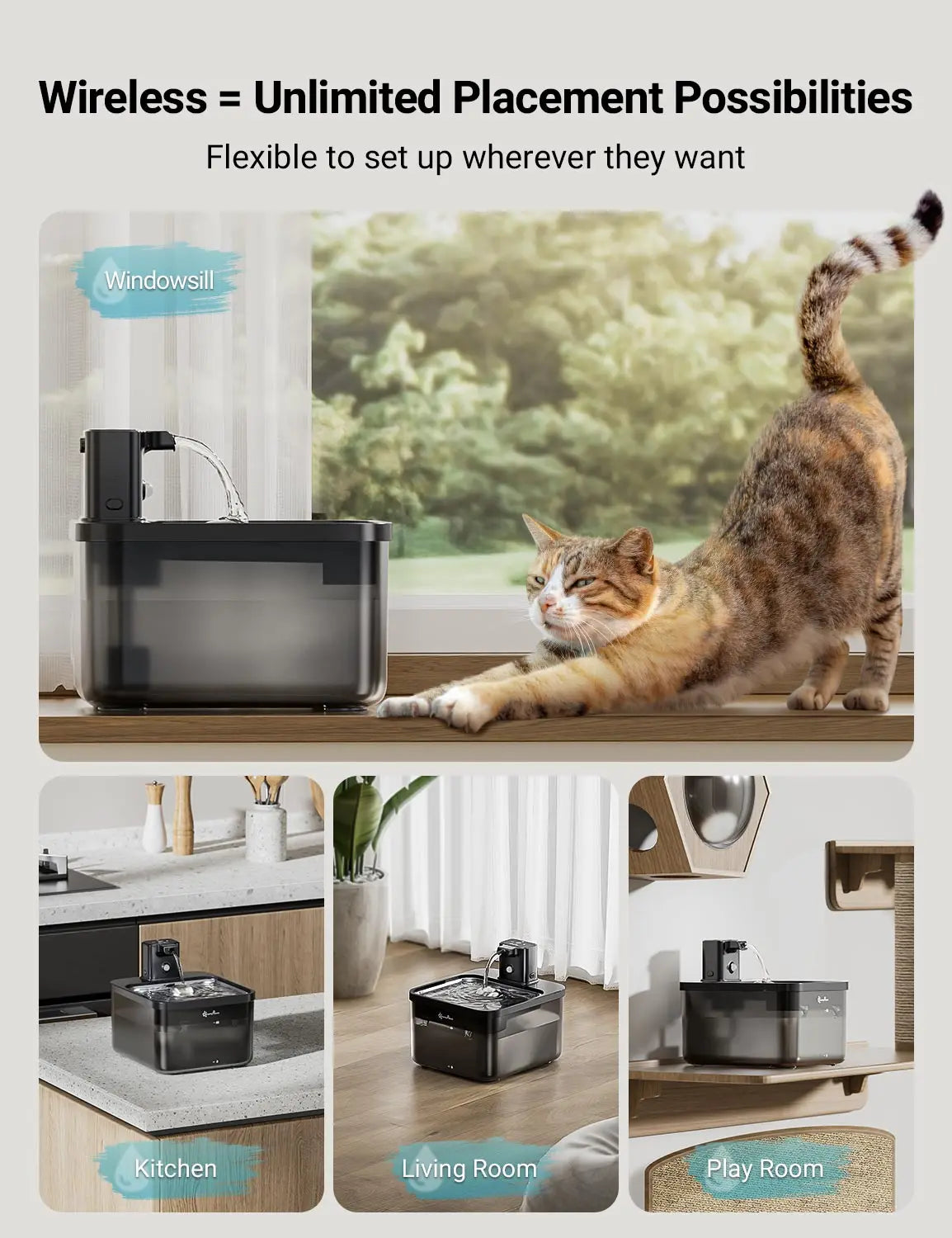 DownyPaws fuente de agua automática de acero inoxidable para gatos