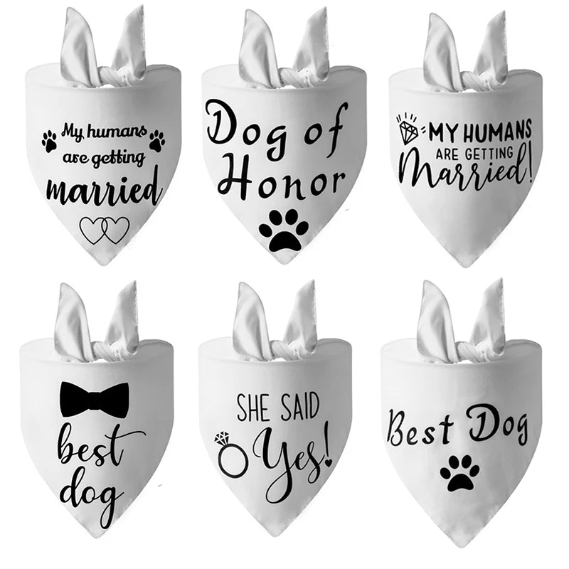 Pañuelo triangular para perros medianos y grandes, bufanda con patrón de letras, babero suave ajustable, accesorios para mascotas, moda de boda