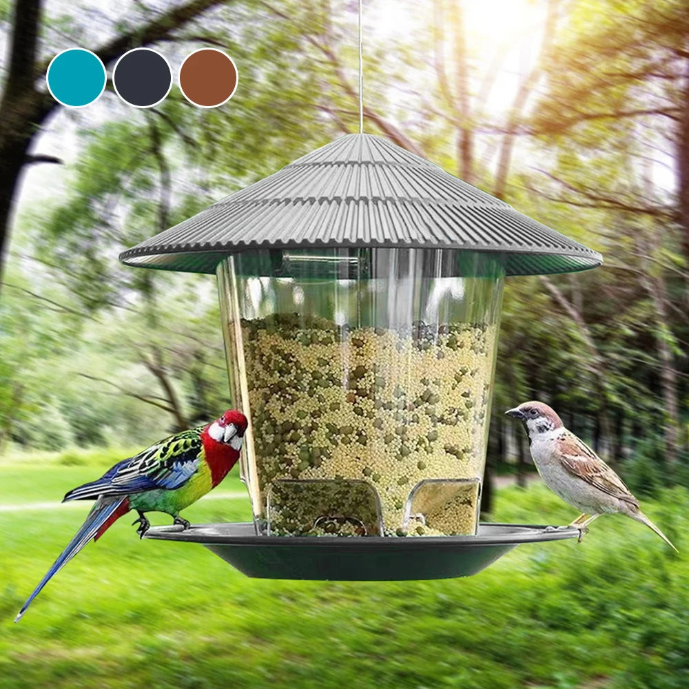 Alimentador automático de pájaros, herramienta de alimentación de pie, alimentador de pájaros al aire libre, tuerca colgante, dispensador de múltiples agujeros, soporte, contenedor de alimentos