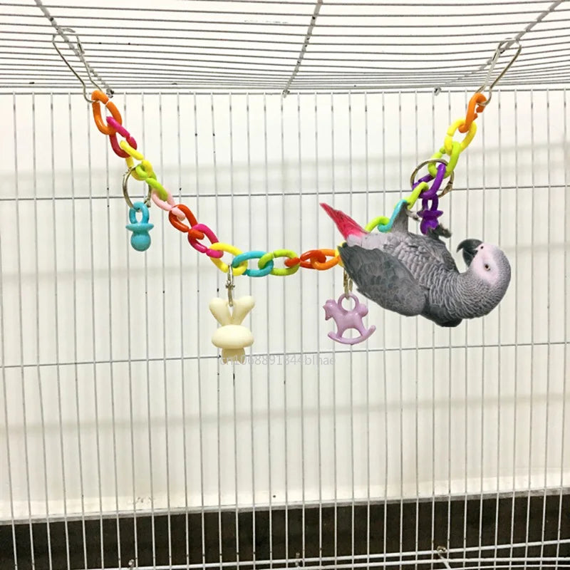 Juguetes Para loros y mascotas, jaula de puente acrílico colorido, accesorios colgantes divertidos para pájaros, columpio, cadena para ejercicio