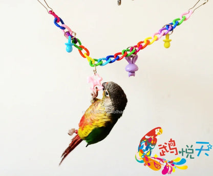 Juguetes Para loros y mascotas, jaula de puente acrílico colorido, accesorios colgantes divertidos para pájaros, columpio, cadena para ejercicio