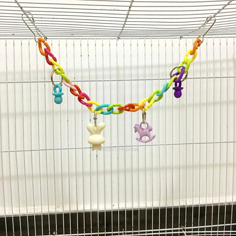 Juguetes Para loros y mascotas, jaula de puente acrílico colorido, accesorios colgantes divertidos para pájaros, columpio, cadena para ejercicio