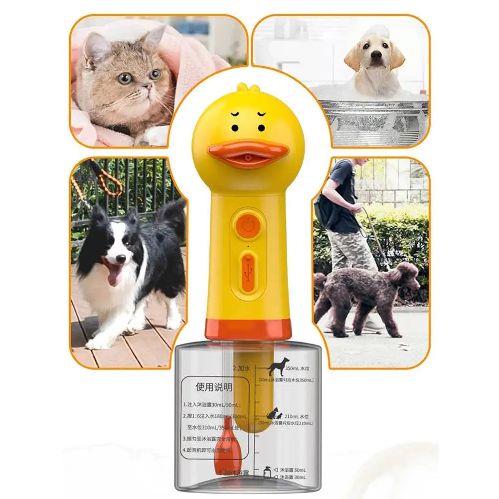 Dispensador Automático de Espuma para Mascotas en Forma de Patito Amarillo (USB Recargable)